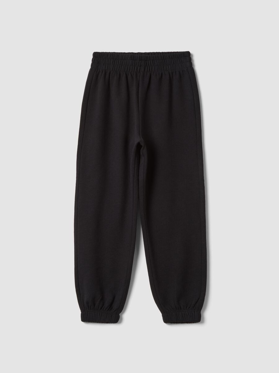 Girls&rsquo; black pure cotton joggers, regular fit_0