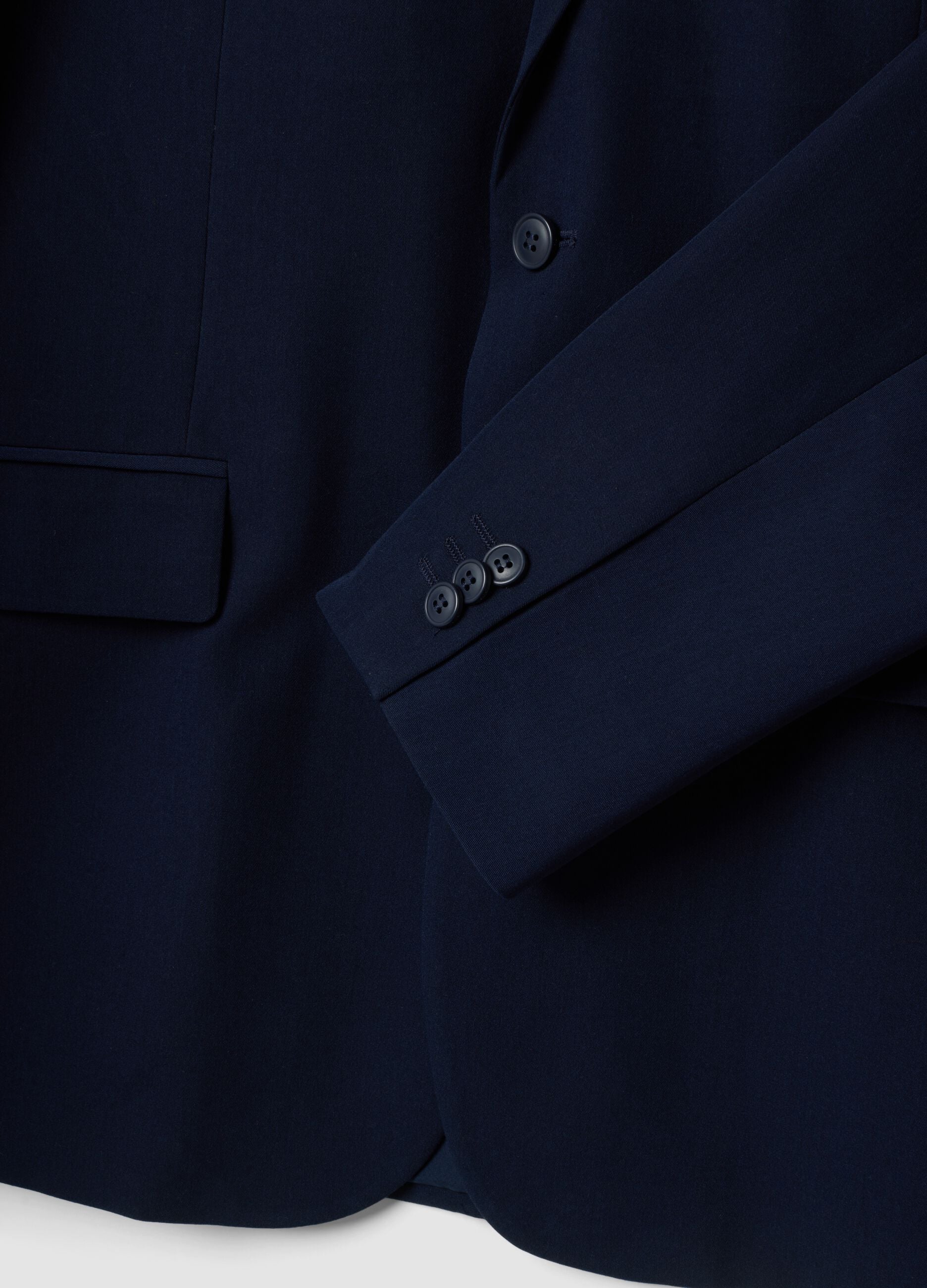 Blue slim-fit lined blazer with classic lapels