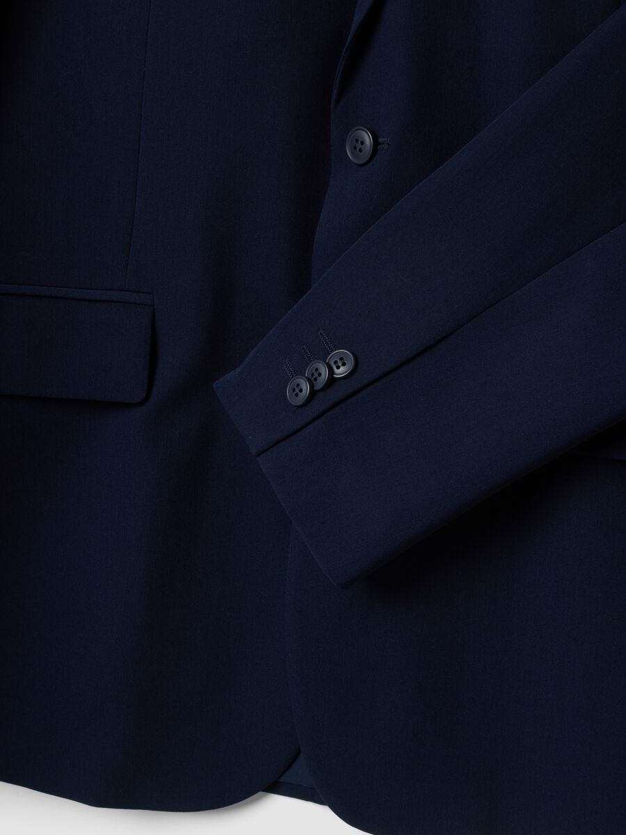 Blazer blu slim fit foderato con rever classici_1