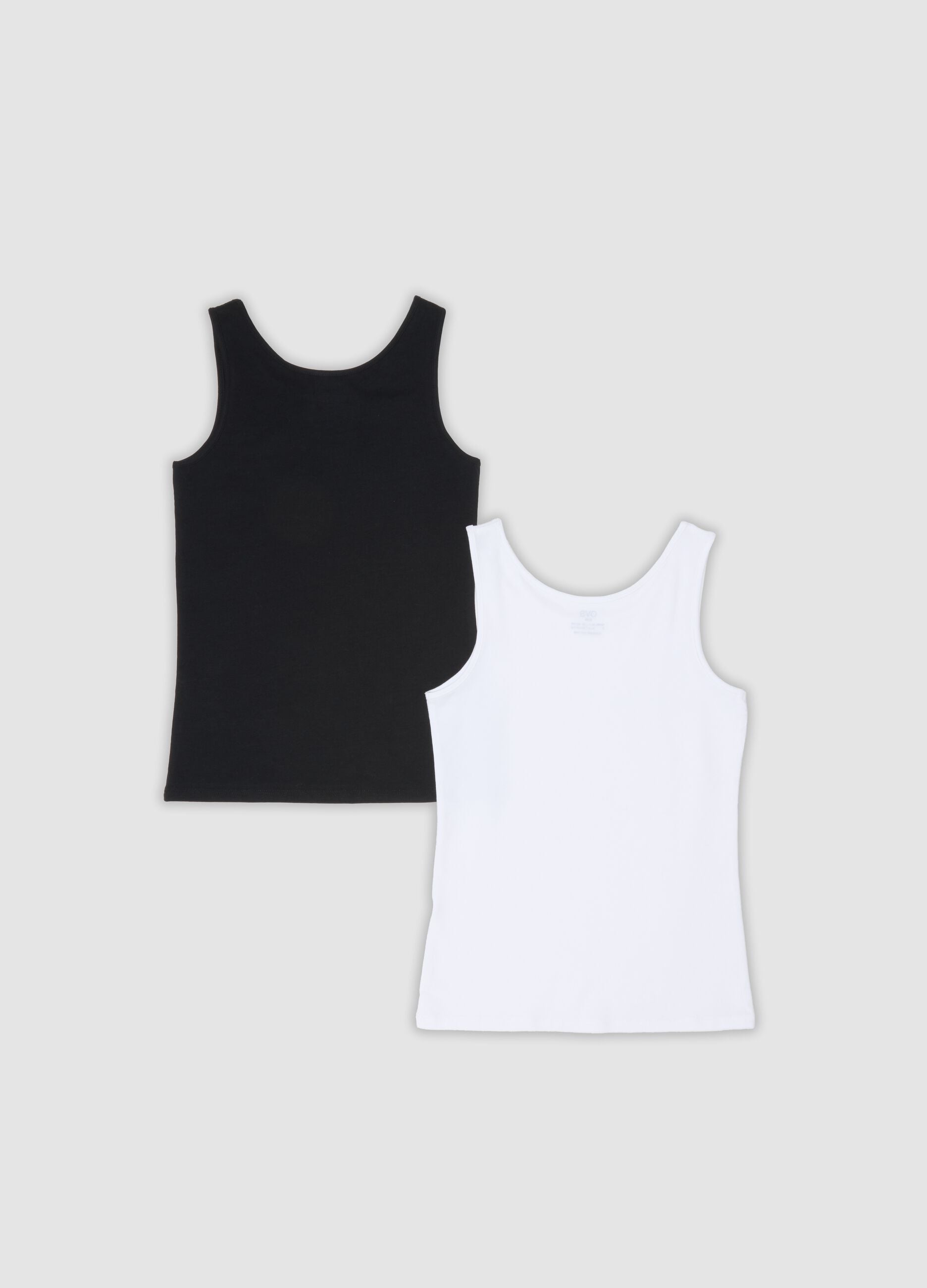 2-pack of black and white organic cotton jersey vests for girls