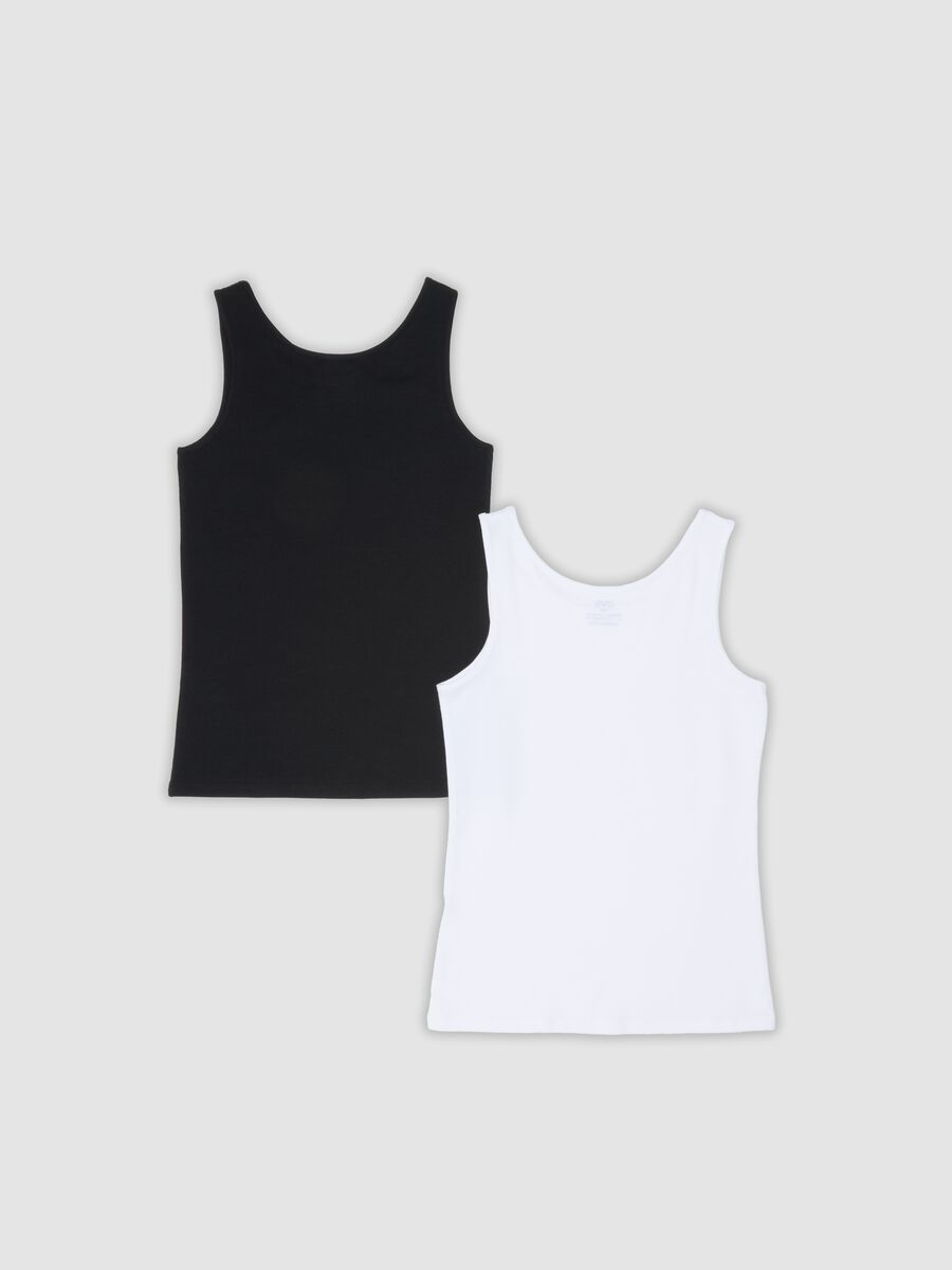 2-pack of black and white organic cotton jersey vests for girls_1