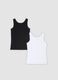 2-pack of black and white organic cotton jersey vests for girls_1