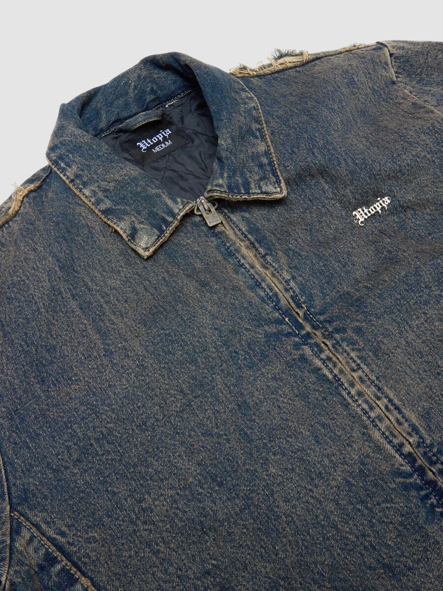 Vintage Dark Blue Padded Denim Jacket_7