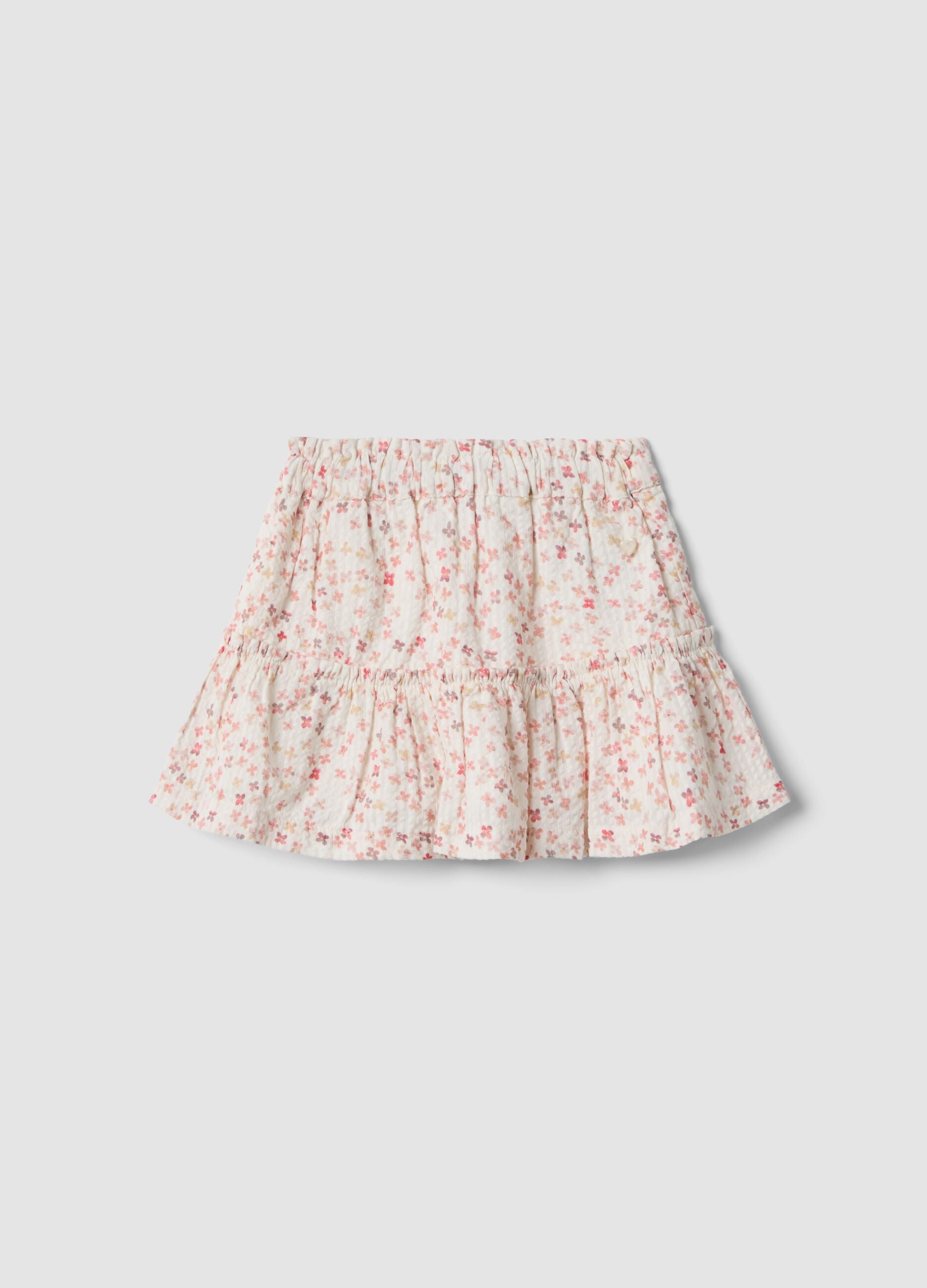 Multicolour pure cotton skirt for girls with floral pattern