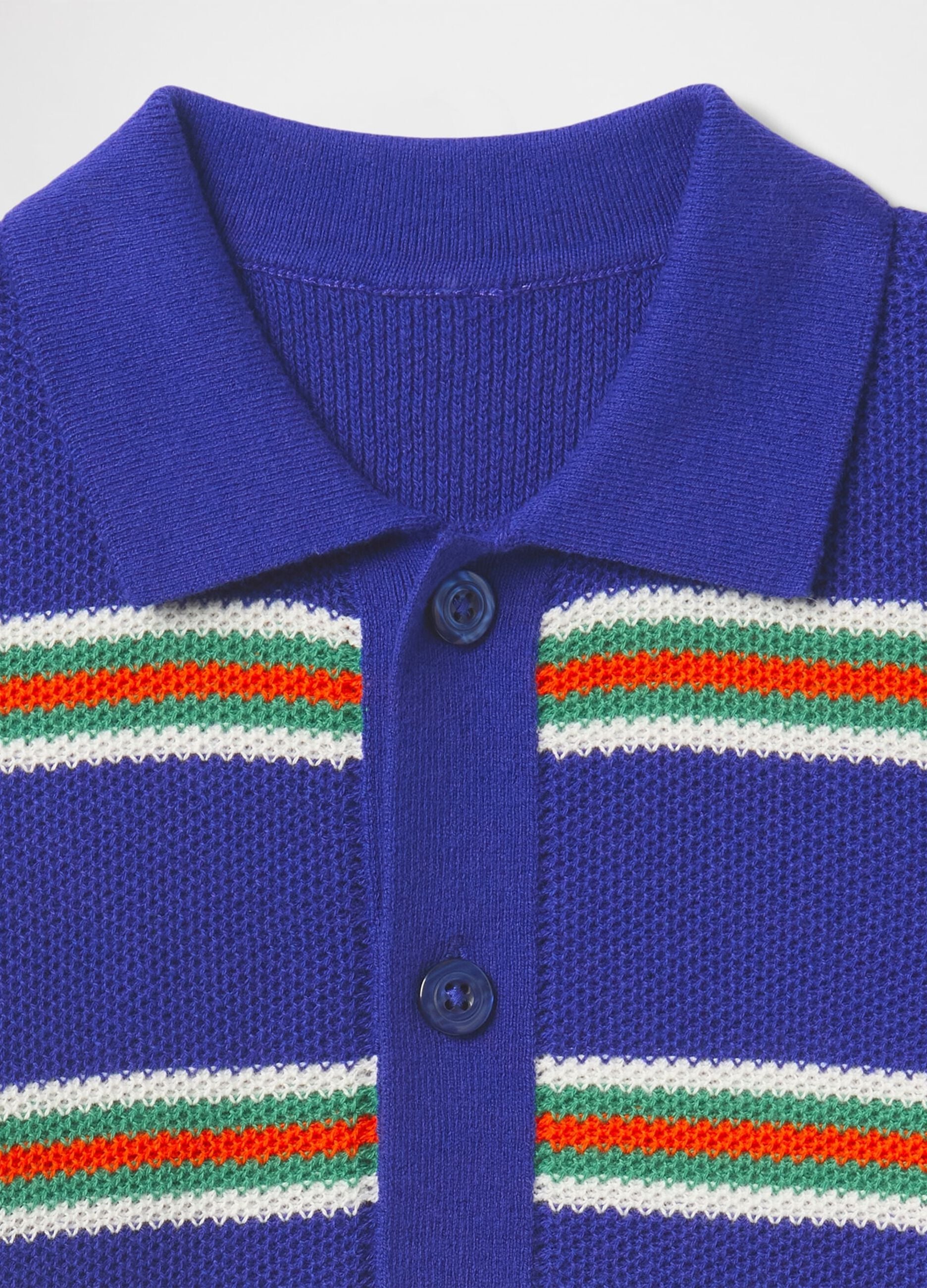 Multicolour striped polo in pure cotton