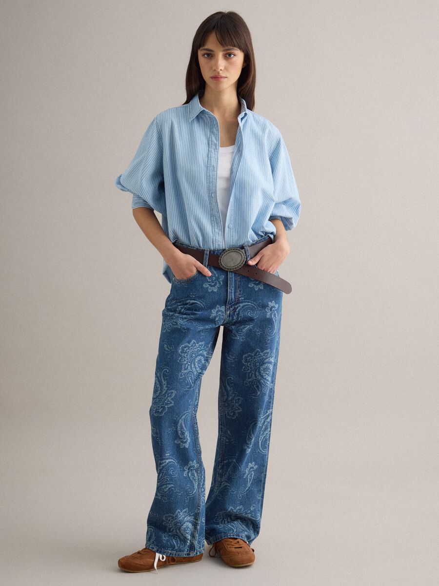 Pantaloni baggy blu in puro cotone_0
