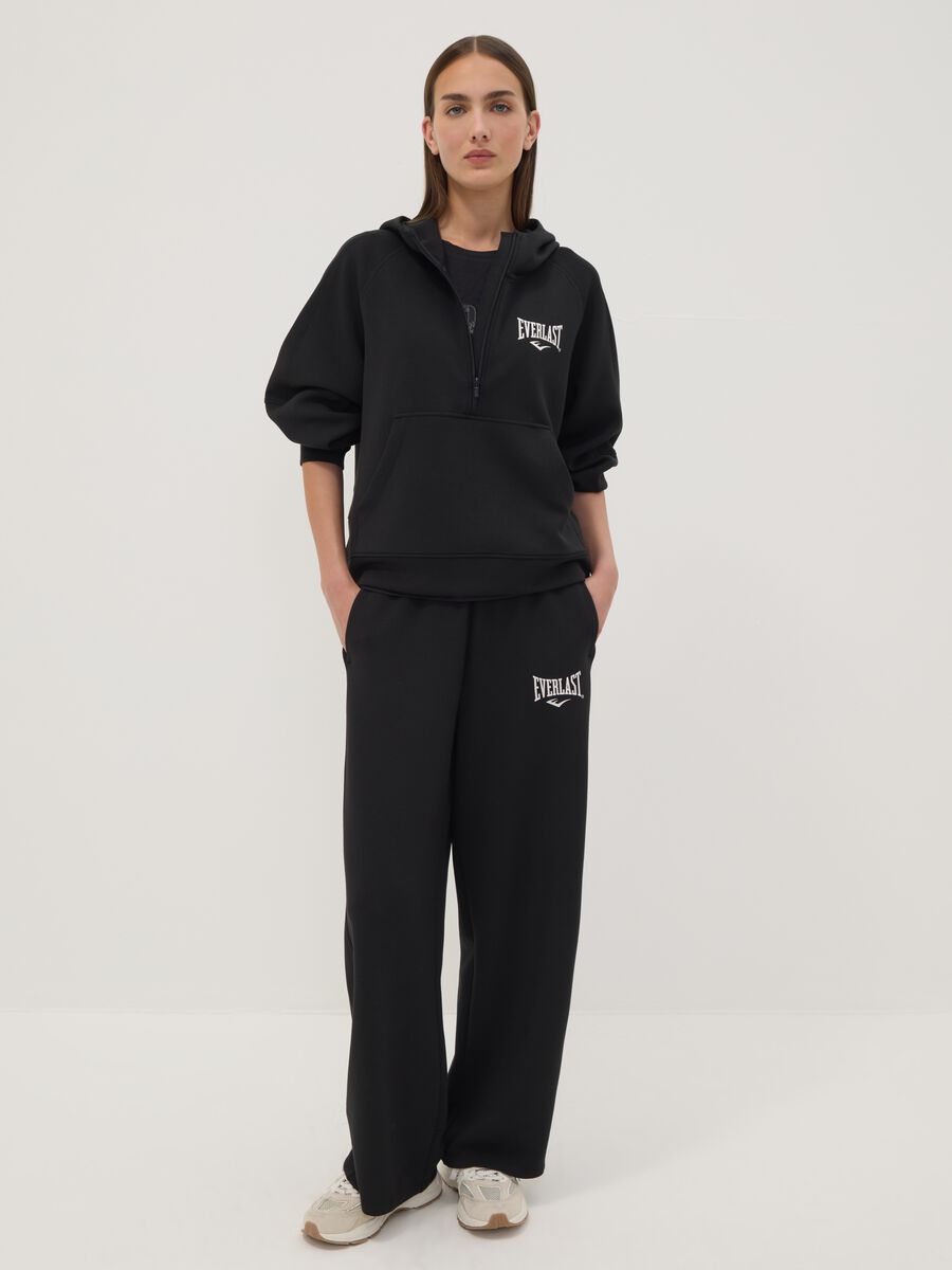 Black hooded sweatshirt in stretchy viscose jersey, regular fit_1