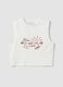 White regular-fit stretch cotton tank top with prints_4