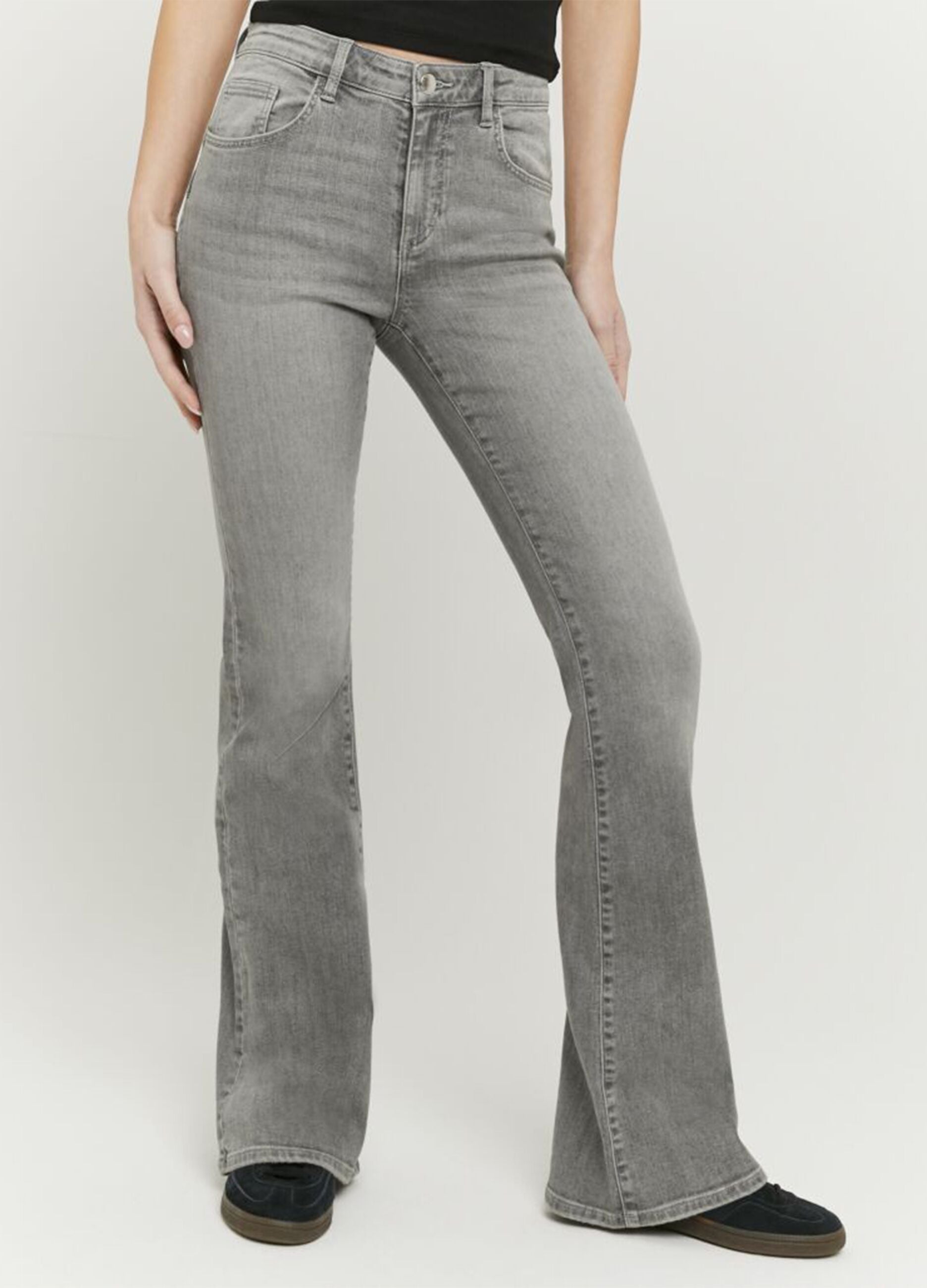 Grey stretch-cotton flared-leg jeans