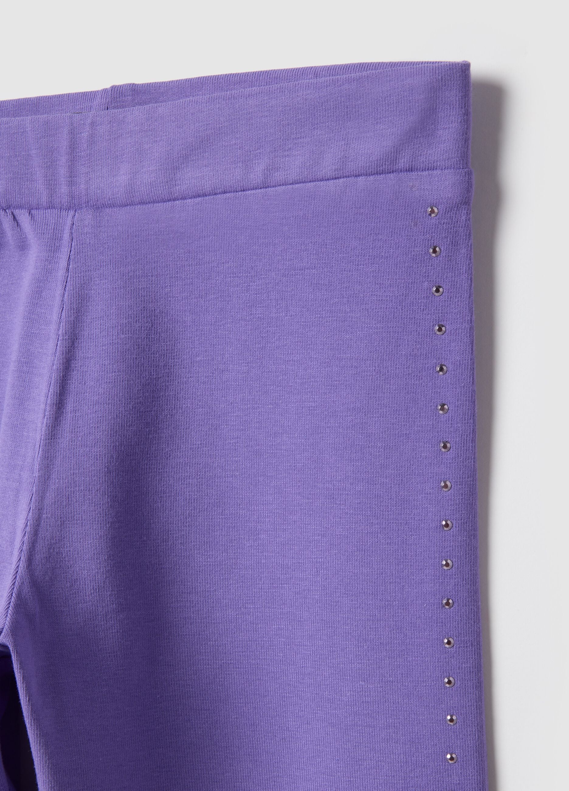 Girls' Violet Stretch Cotton Slim Fit Leggings