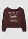 Brown cotton-blend sweatshirt with wide neckline, regular fit_4