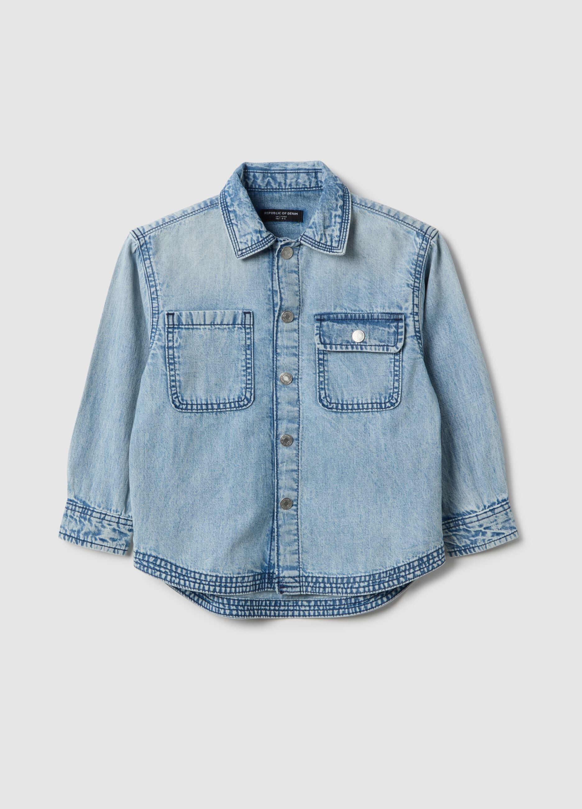 Boy's regular fit light blue pure cotton shirt