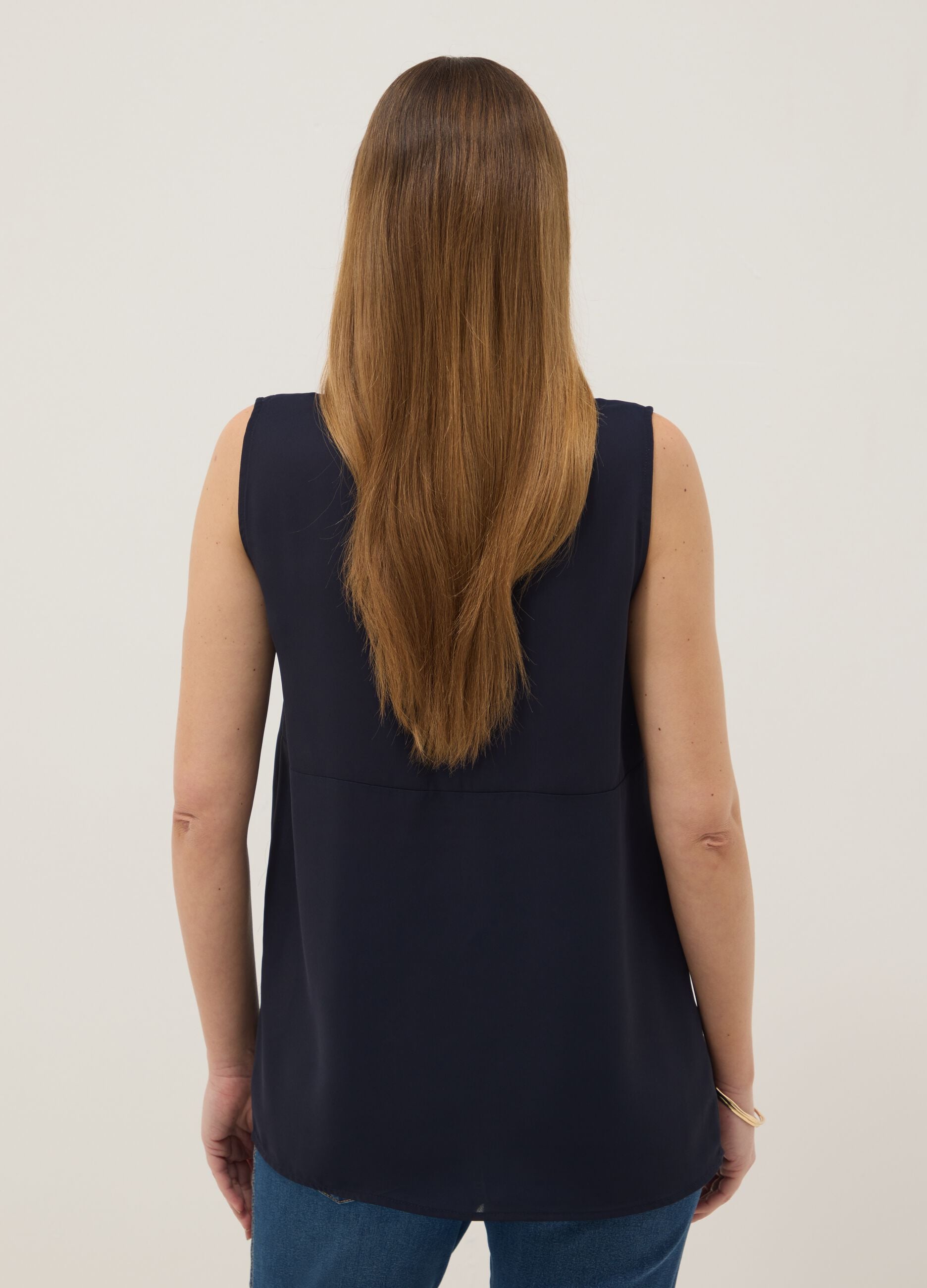 Blue maternity blouse in lightweight fabric