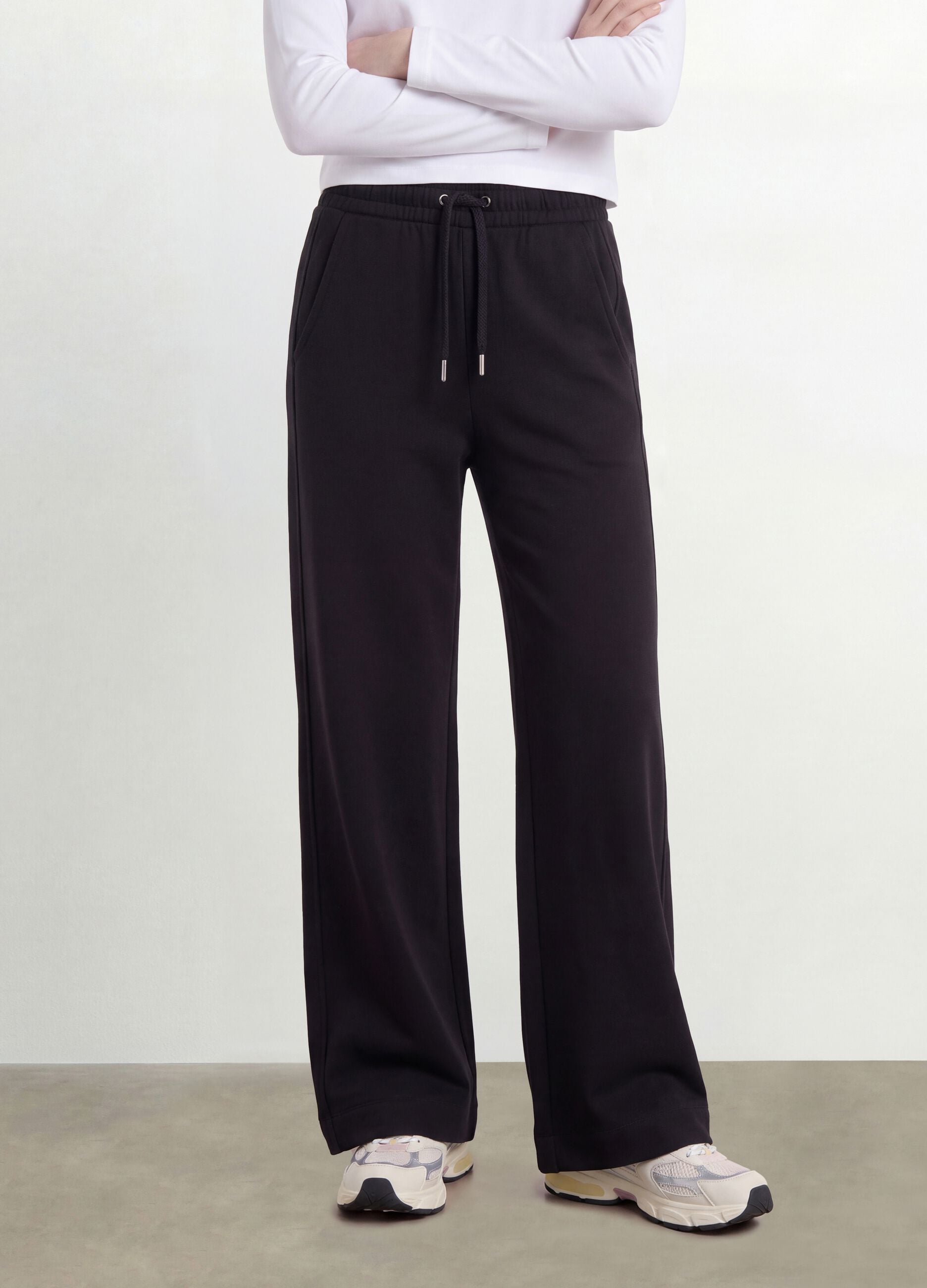Girls&rsquo; black culotte trousers in pure organic cotton