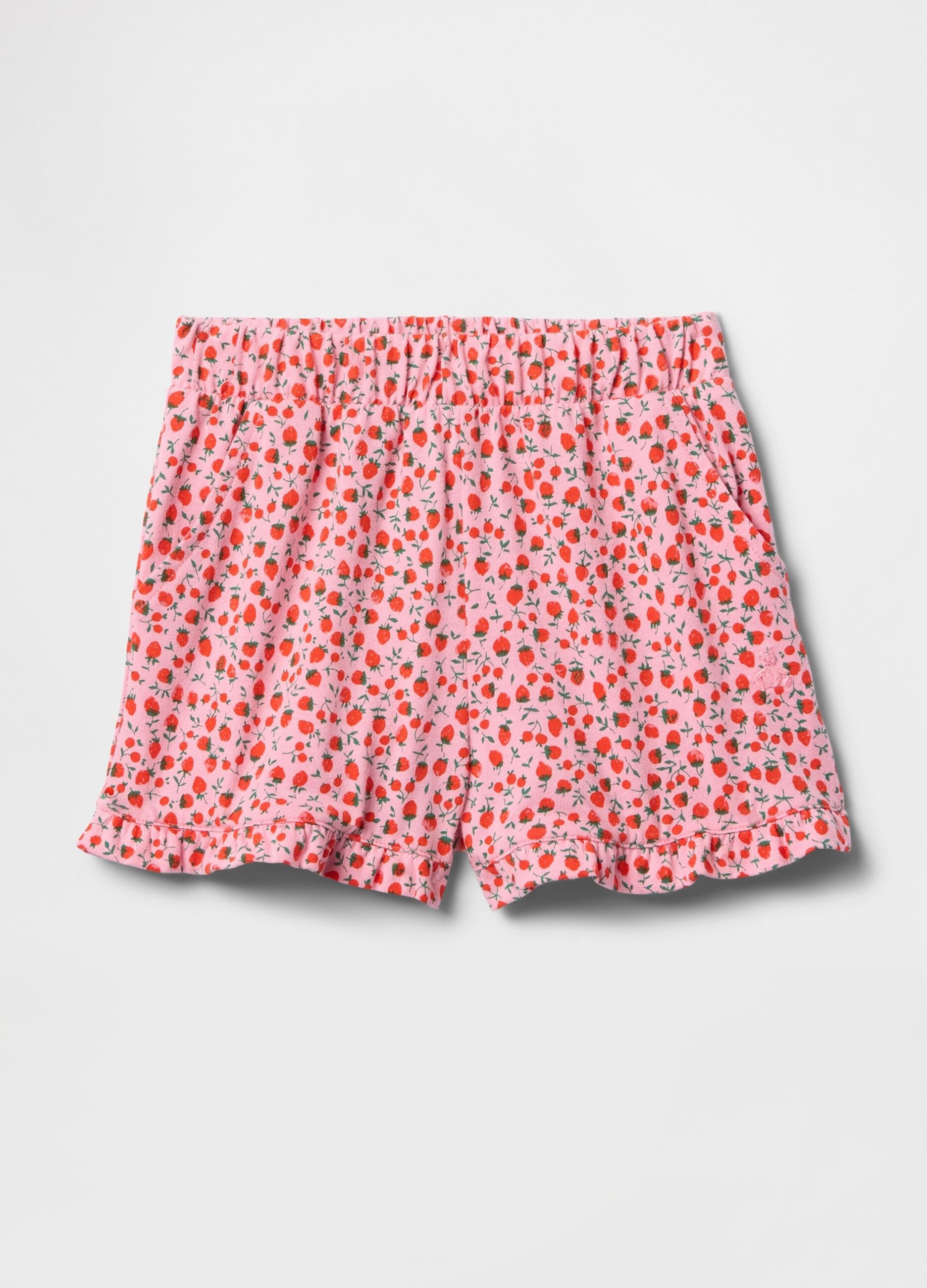 High-waisted pink floral shorts