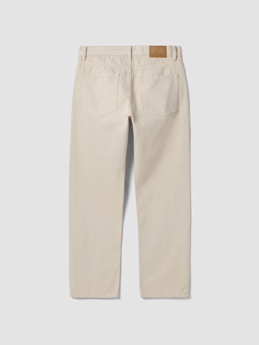 Beige pure cotton twill straight-fit jeans_6