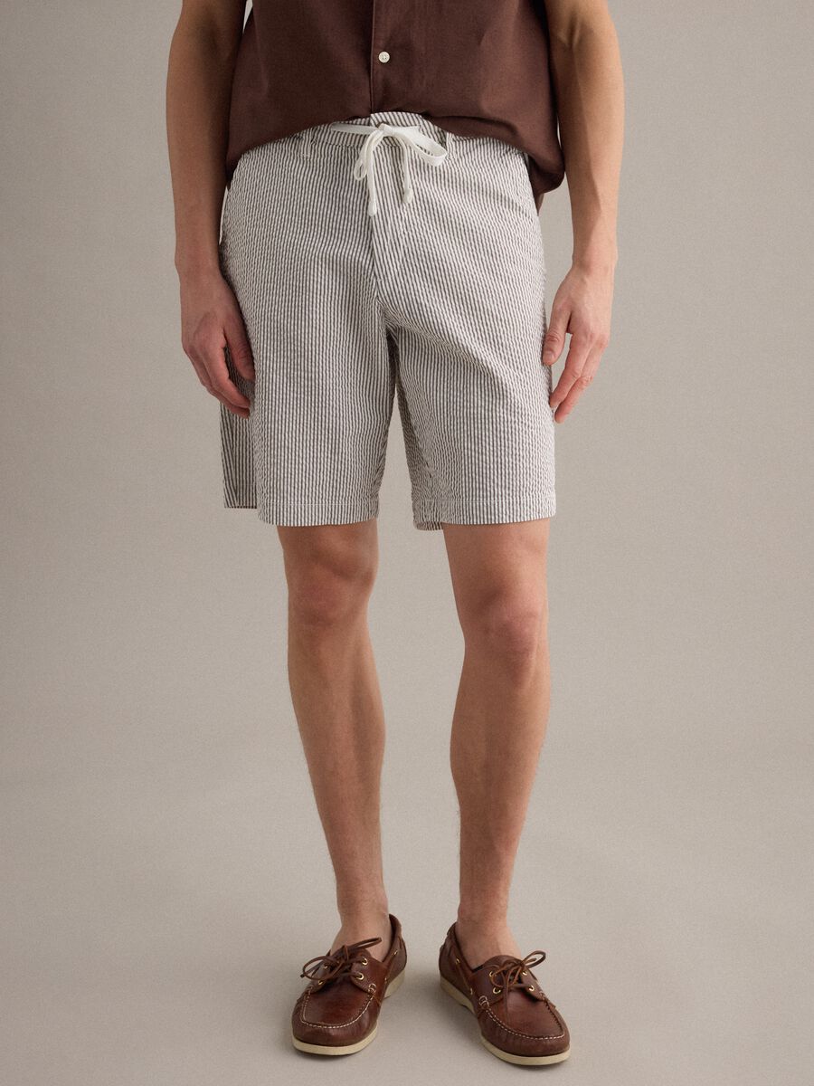Multicolour striped regular-fit stretch cotton shorts_2
