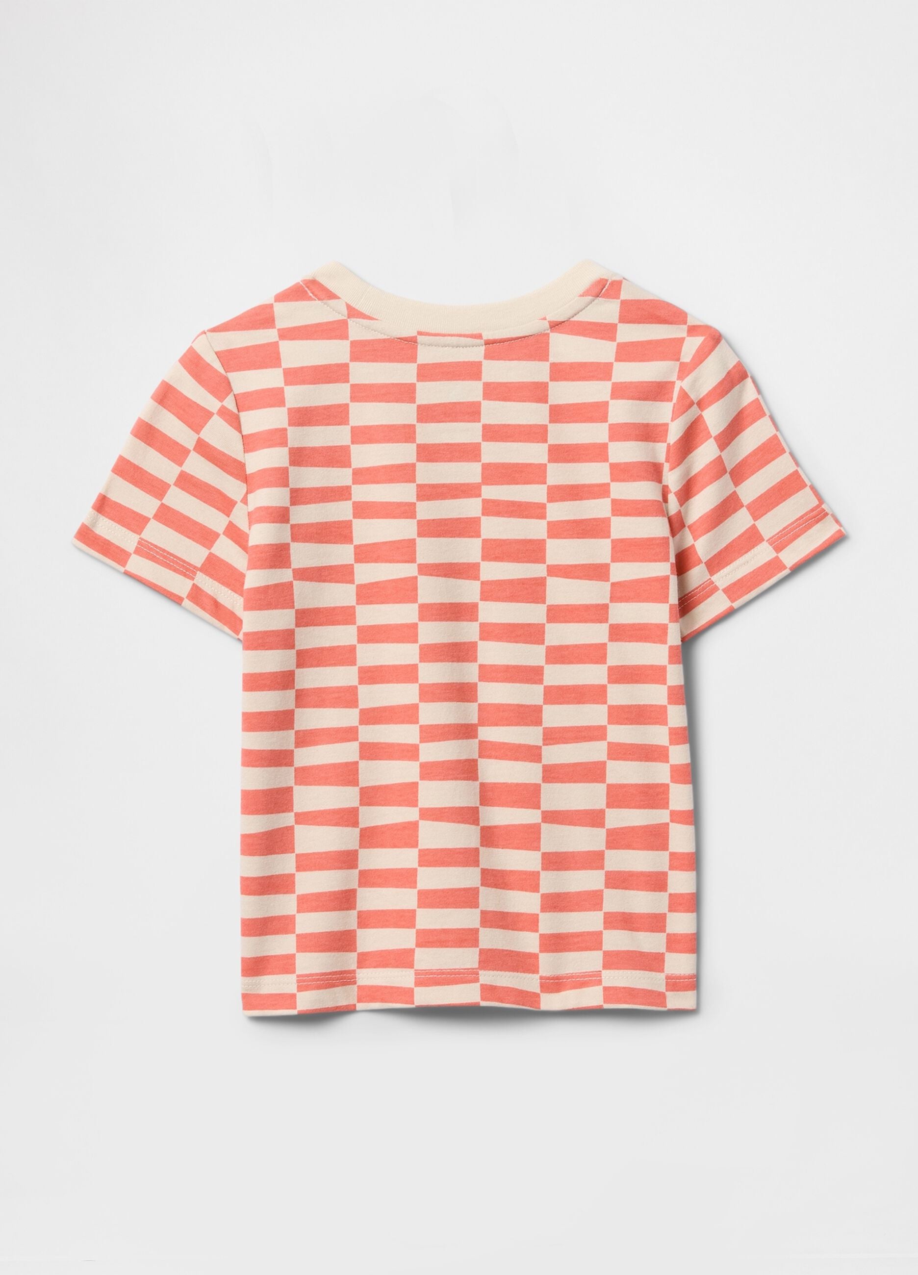 Pink and beige striped T-shirt with pocket