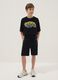 Black cotton-blend shorts with elasticated waist_0