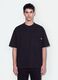 Black pure cotton crew-neck T-shirt with chest pocket, boxy fit_0