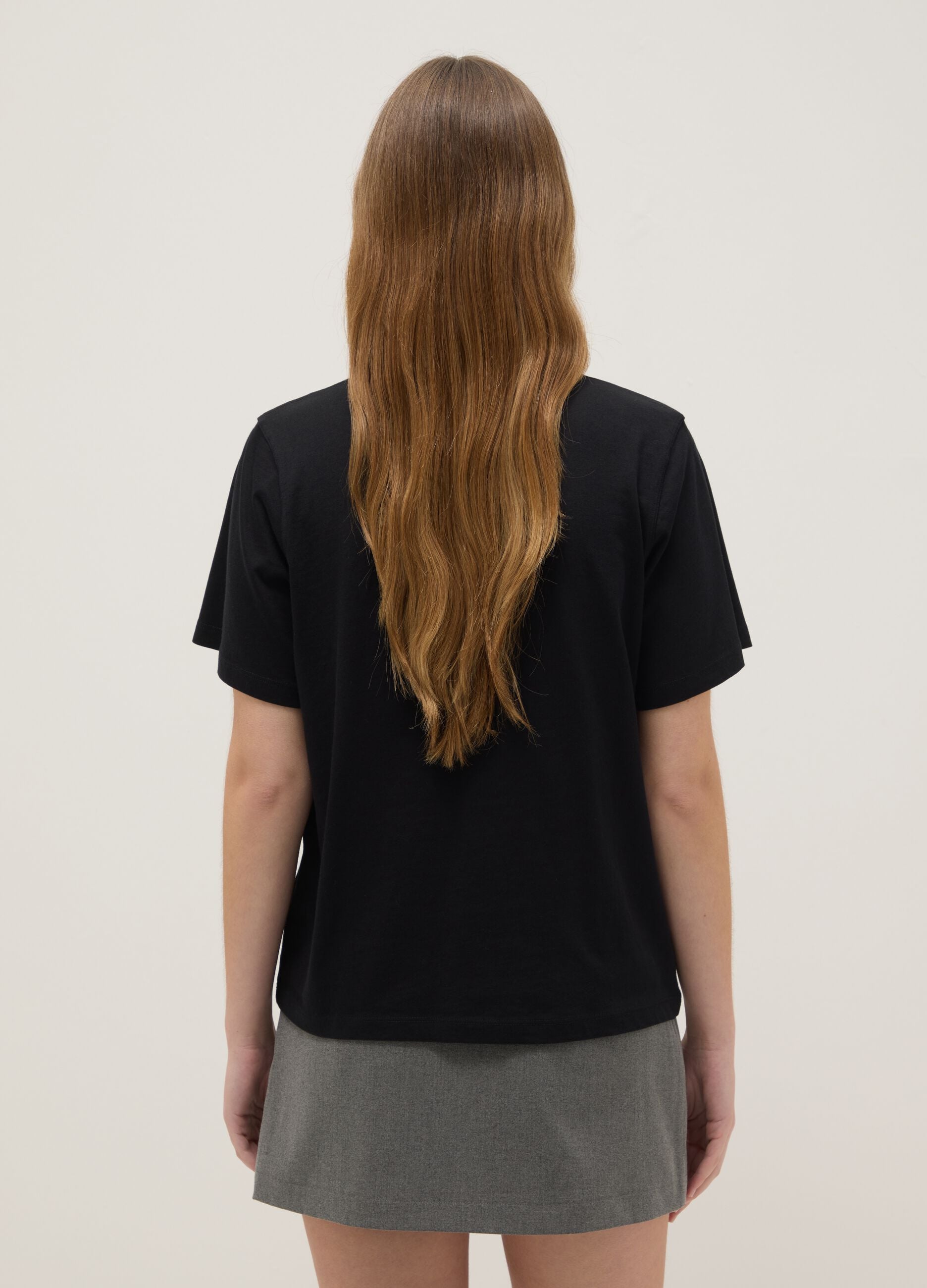 Black pure cotton regular fit t-shirt with print