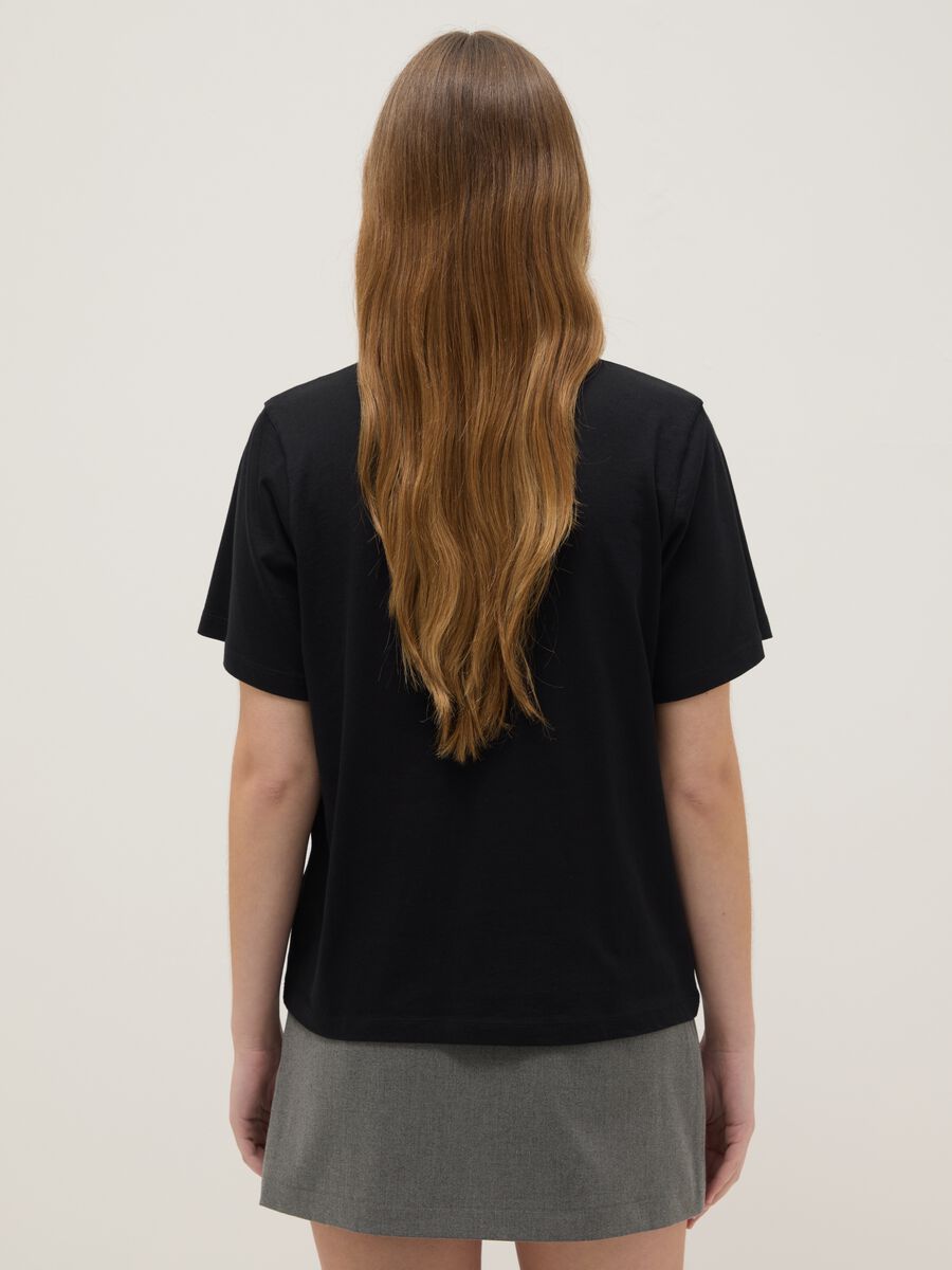 Black pure cotton regular fit t-shirt with print_3