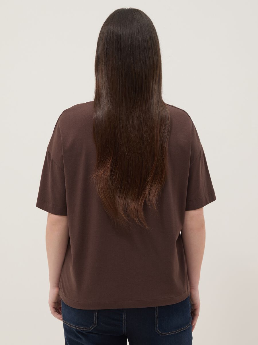 Brown stretch cotton and modal T-shirt_3