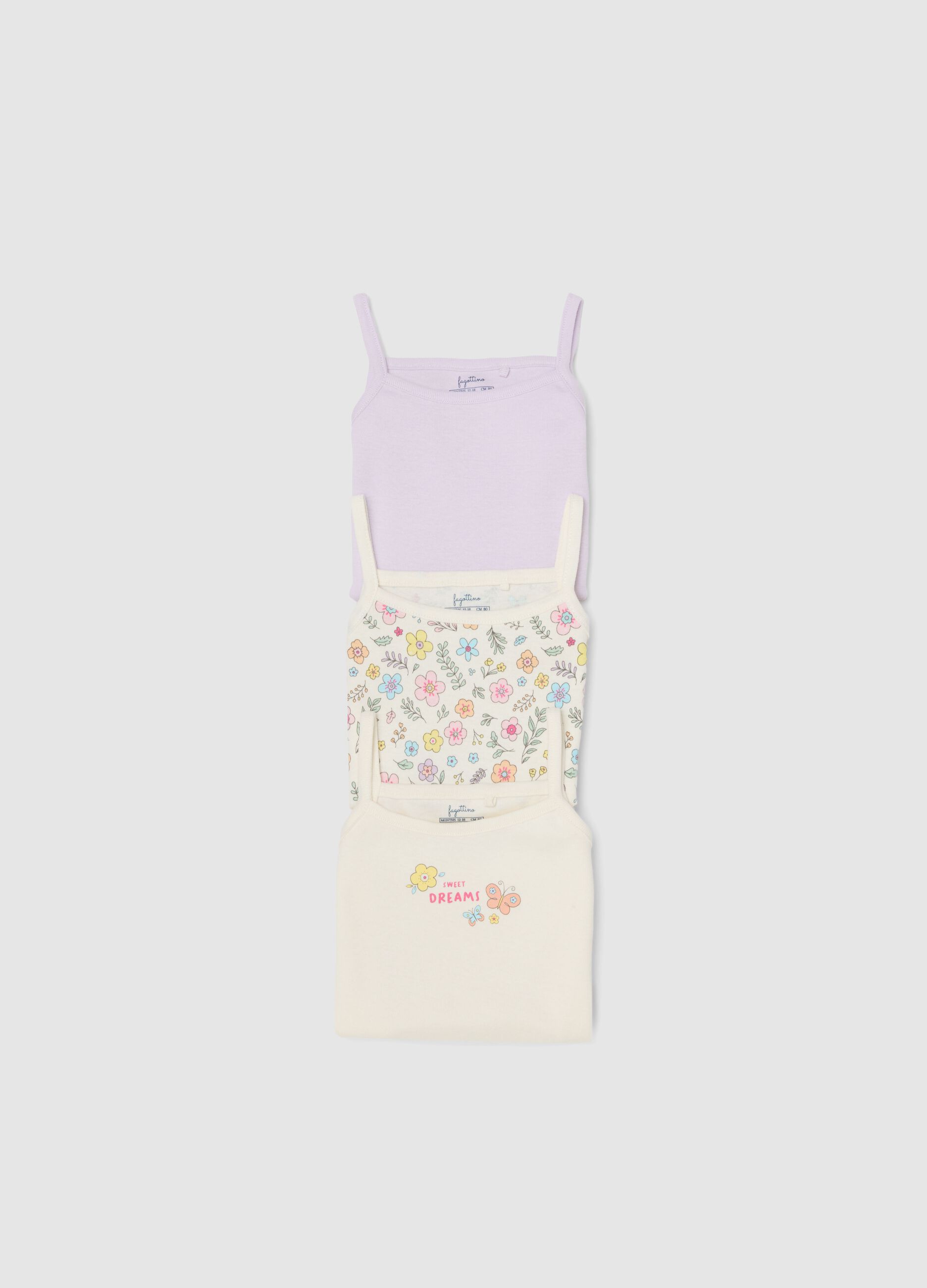 Multicolour pure cotton baby bodysuit tripack