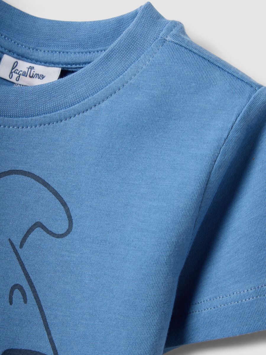 Blue pure cotton kid&rsquo;s T-shirt with regular fit and dog print_2