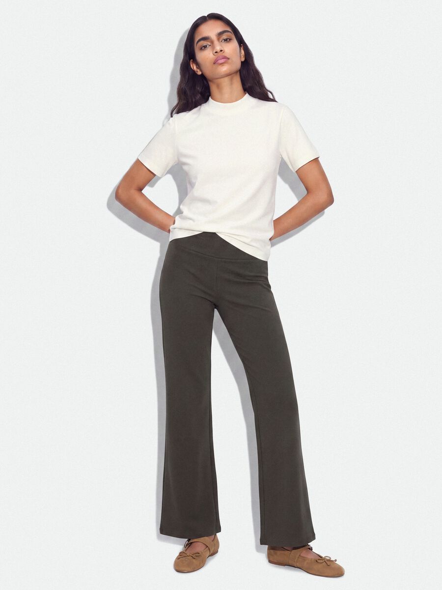 Grey stretch cotton flared trousers_0