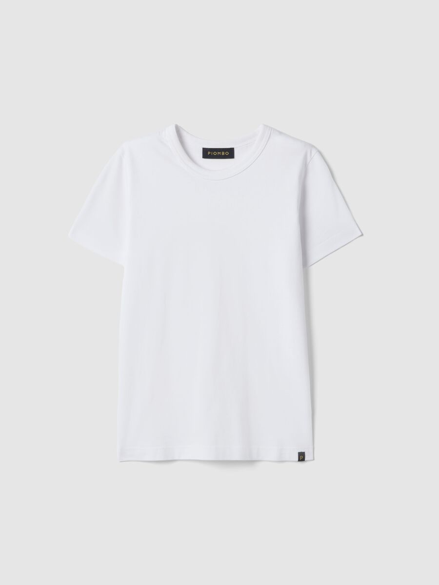 White crew neck cotton t-shirt with regular fit_4