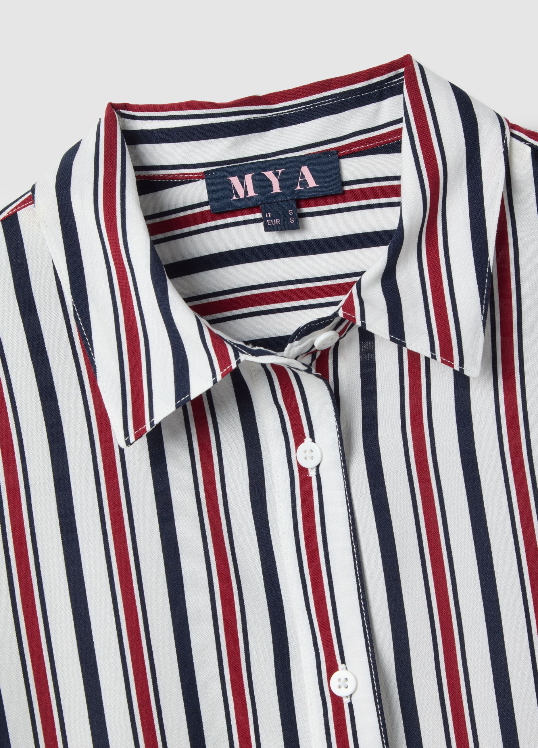 Multicolour striped pure viscose shirt regular fit