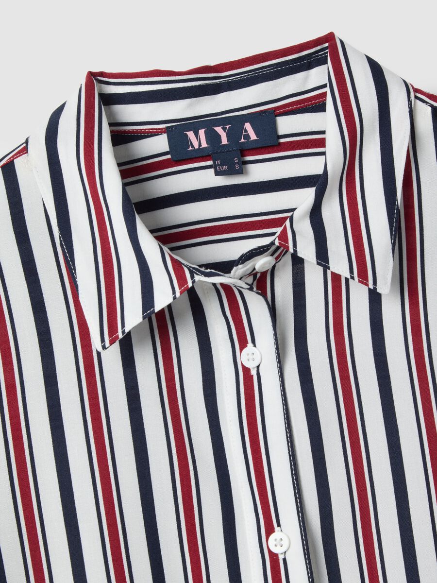 Multicolour striped pure viscose shirt regular fit_5