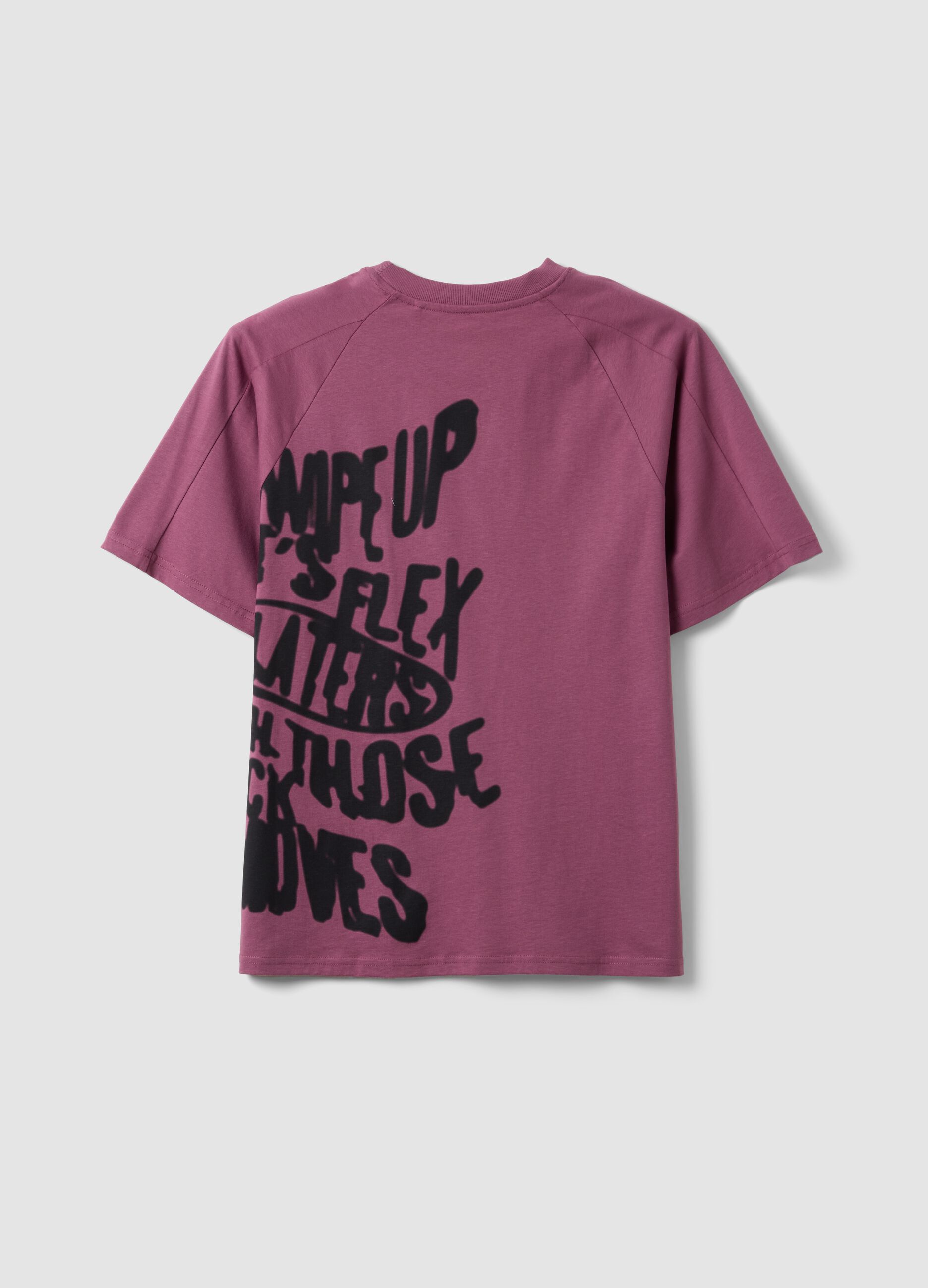 Purple pure cotton boys&rsquo; oversized T-shirt with print