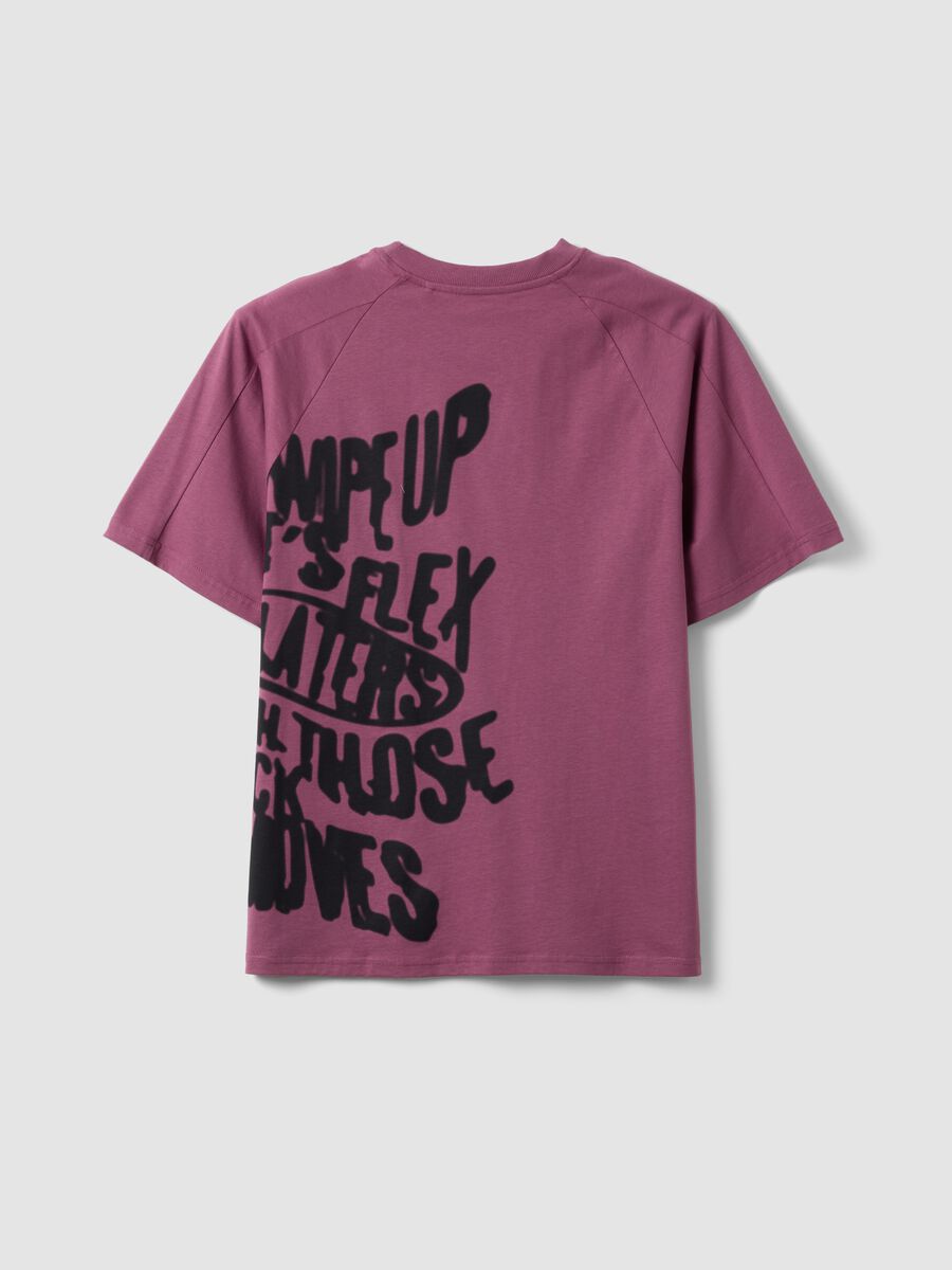 T-shirt viola in puro cotone da ragazzo oversize fit con stampa_4