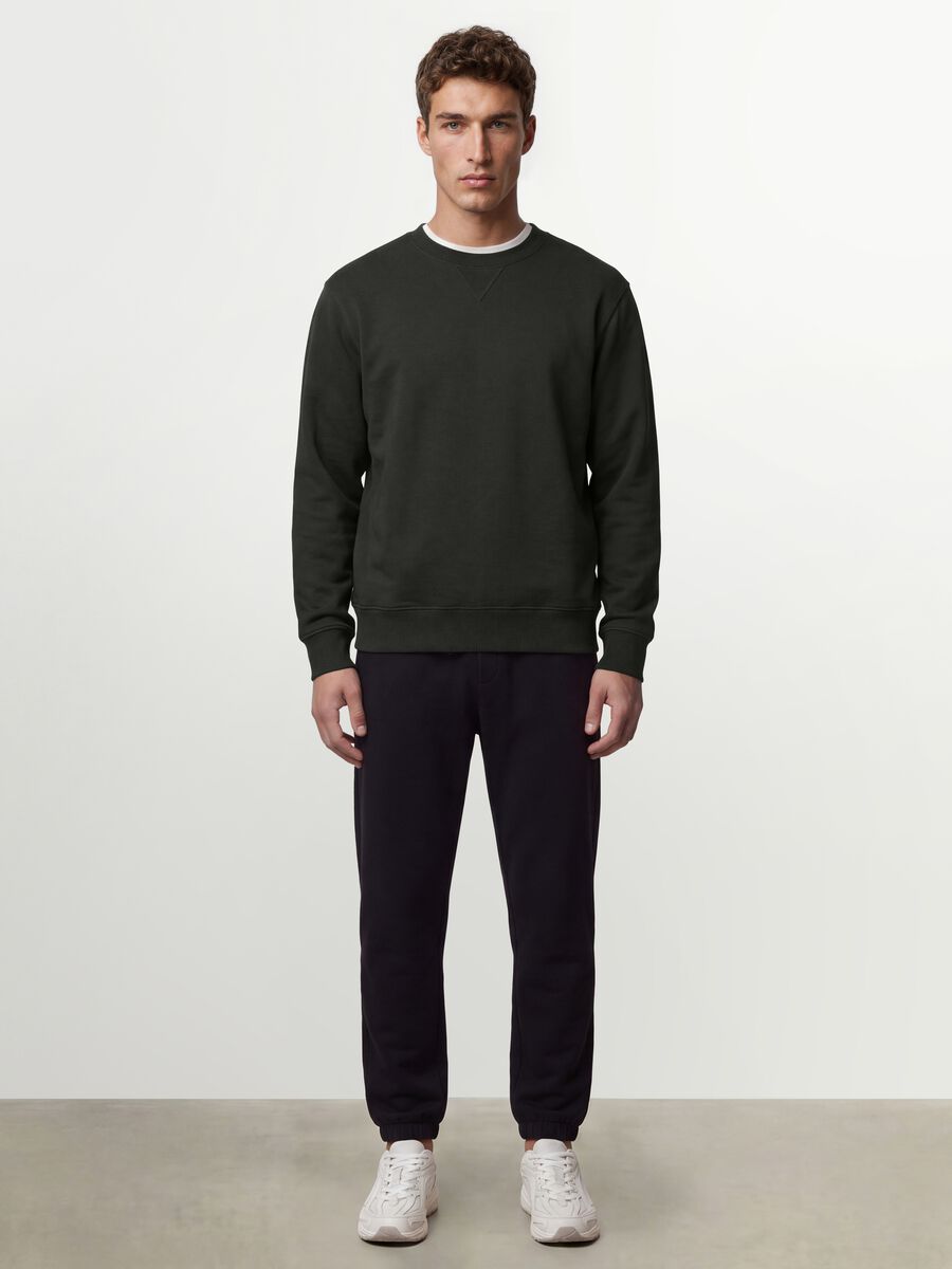 Black crew-neck cotton-blend sweatshirt, regular fit_1