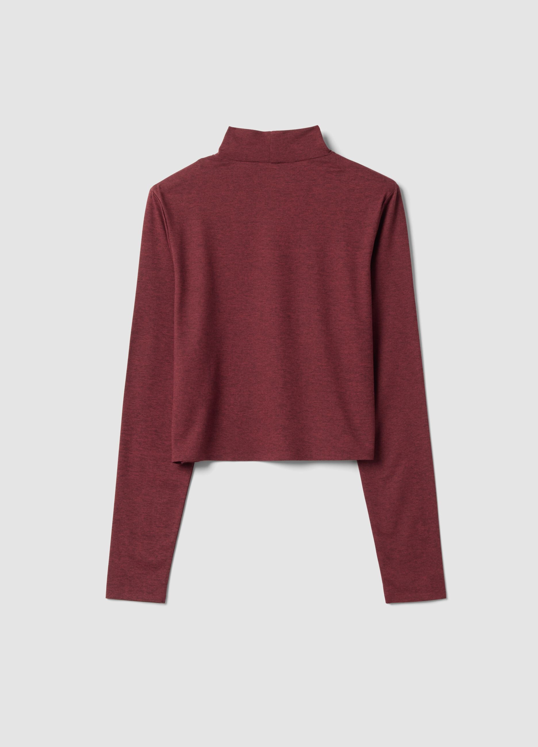 Red cropped stretch top with high neck, Easy Dry fabric &ndash; ALTAVIA STUDIO