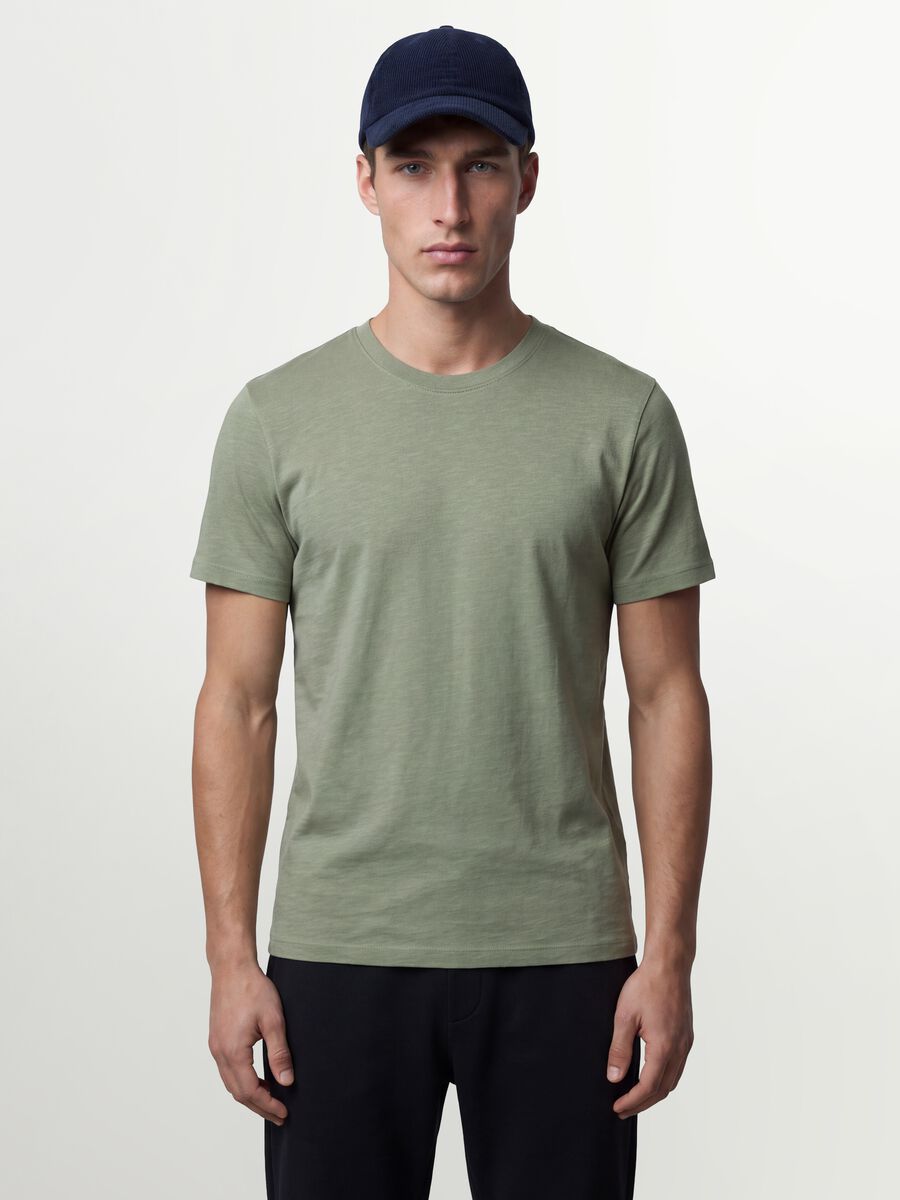 Grey regular-fit short-sleeve pure cotton T-shirt_0