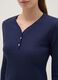 Blue pure cotton long-sleeve top in regular fit with Henley collar_3