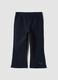 Blue flared leggings in stretchy organic cotton with heart detail for baby girl_0
