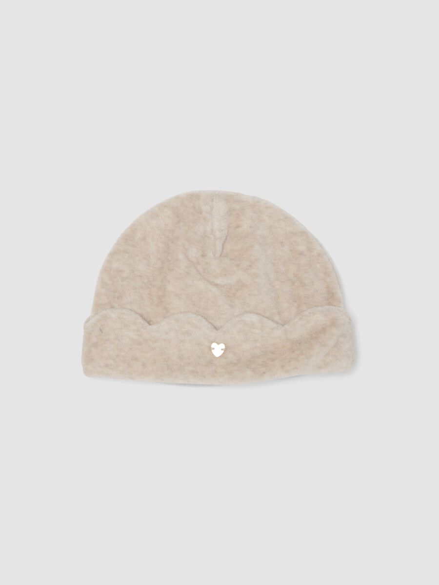 Cappellino beige in misto cotone organico jersey_0