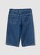 Blue wide-leg pure cotton jeans with embroidered stars for baby girl_1