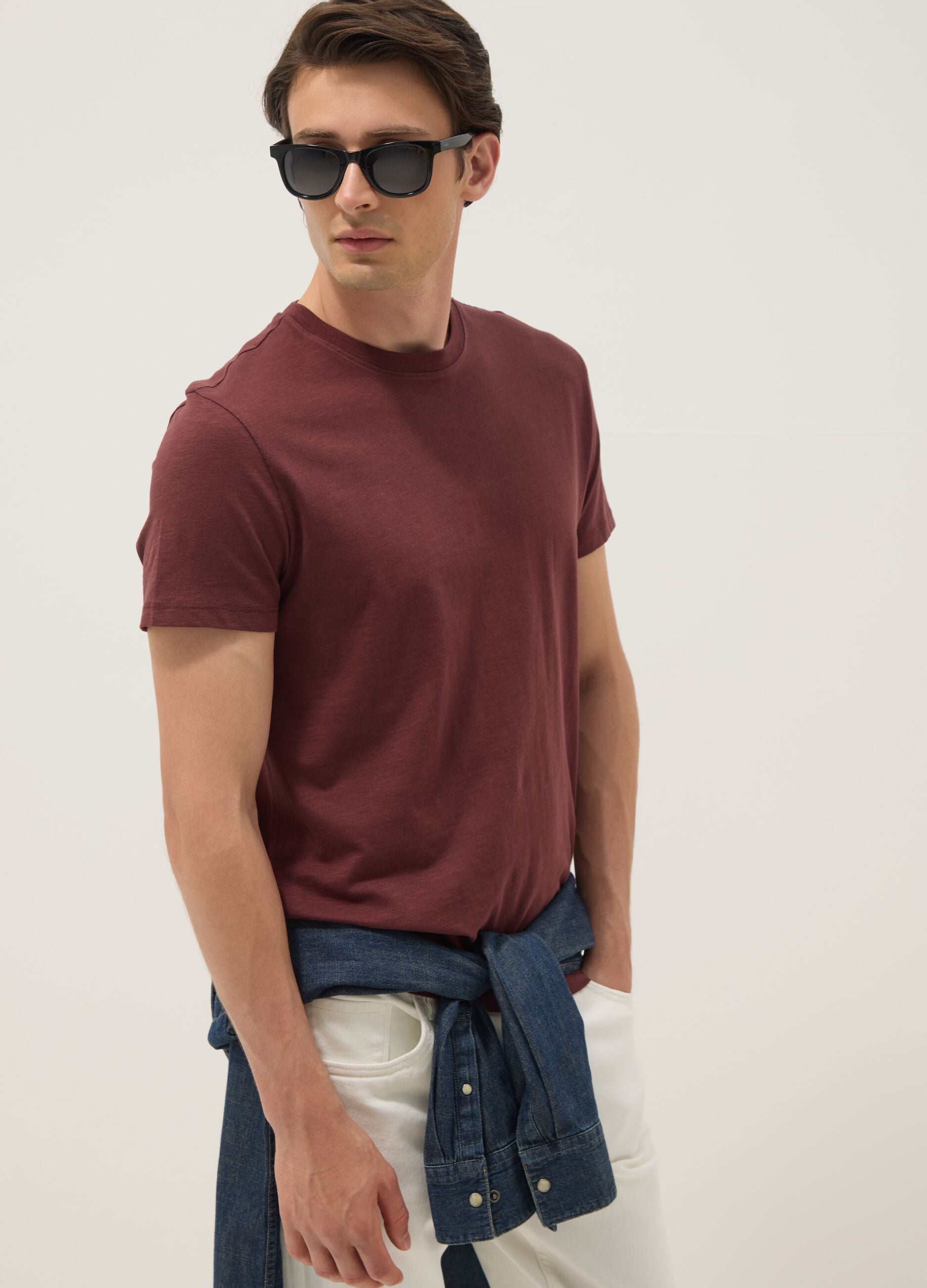 Brown pure cotton short sleeve t-shirt regular fit