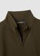 Felpa verde in misto cotone con girocollo e zip regular fit_5
