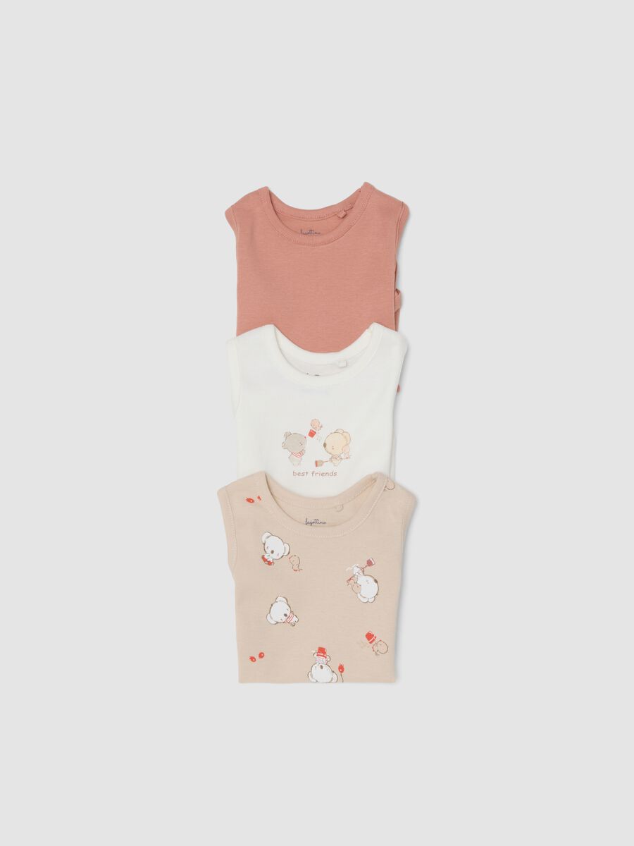 Tripack body senza maniche in puro cotone multicolor da neonato_2