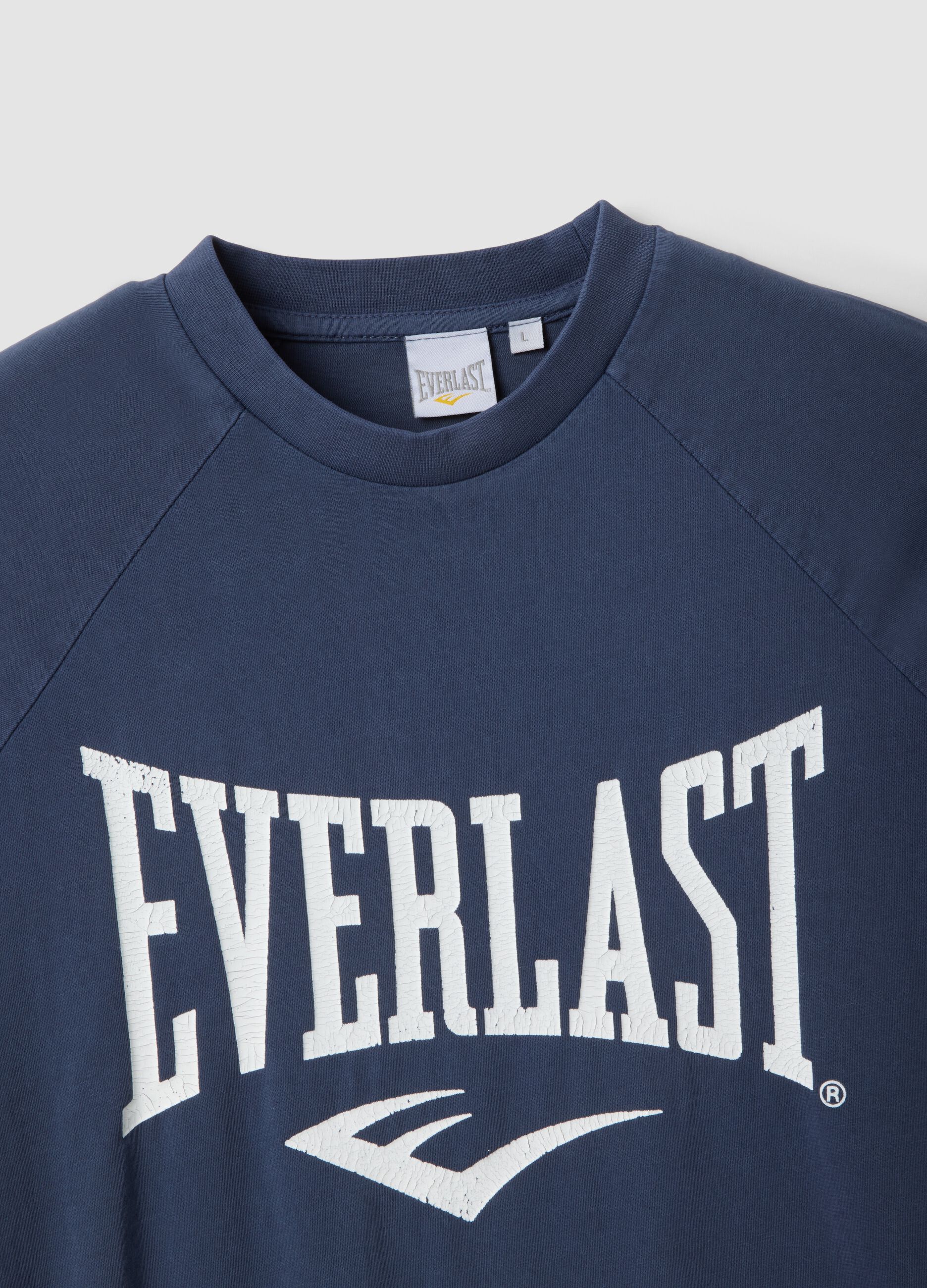 Blue pure cotton regular fit t-shirt with Everlast logo