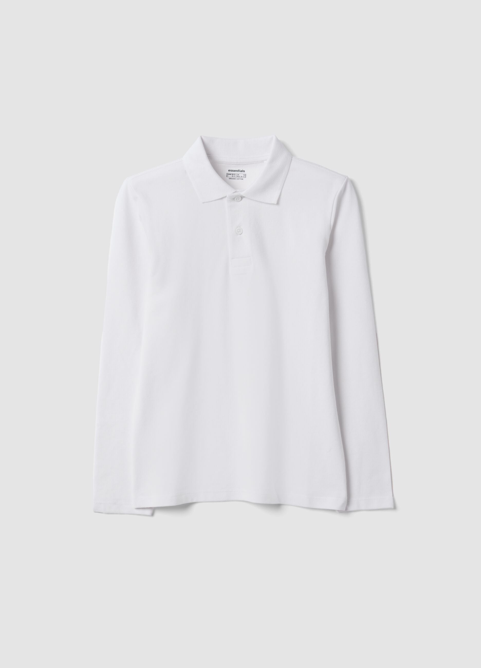 Boys&rsquo; white organic cotton piqu&eacute; polo shirt, regular fit