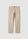 Beige stretch cotton trousers regular fit_4