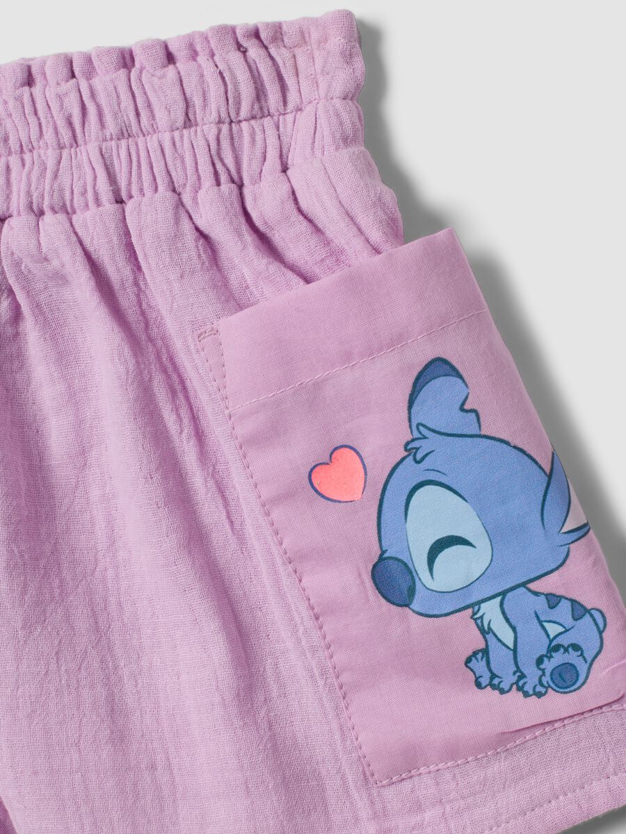 Pink pure cotton set with short-sleeved shirt and shorts_3