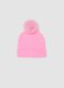 Pink viscose-blend beanie with pompom_1